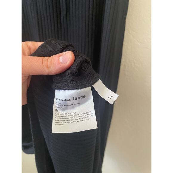 NWT Reformation Hosby Dress Midi Ribbed Stretch Bow Slimming Minimalist Plus SZ - Picture 8 of 8